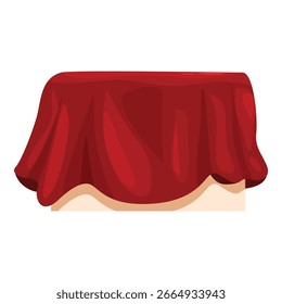 Mesa redonda cubierta con un mantel rojo, aislado en un fondo blanco