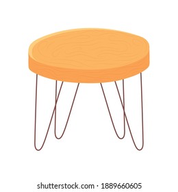 Round Table Furniture Cartoon Hygge Style Vector Illustration