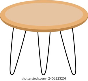 round table furniture set flat style icon set
