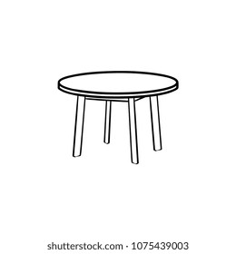 Round table hand drawn outline doodle icon. Coffee table vector sketch illustration for print, web, mobile and infographics isolated on white background.