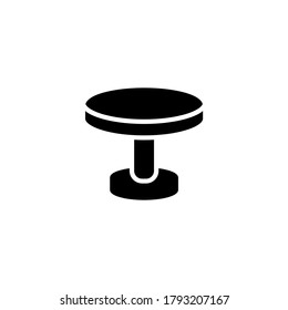 Round Table icon in black flat glyph, filled style isolated on white background