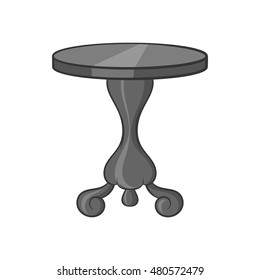 Round table icon in black monochrome style isolated on white background. Furniture symbol vector illustration