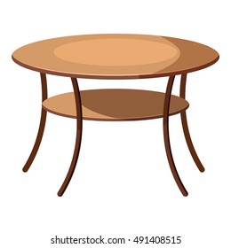 Round table icon in cartoon style isolated on white background. Furniture symbol vector illustration