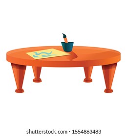 Round table icon. Cartoon of round table vector icon for web design isolated on white background
