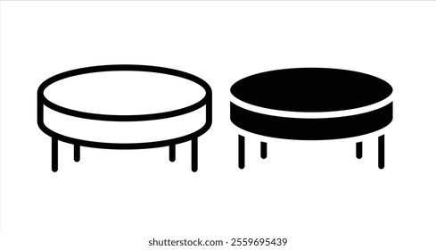 Round table Icon collection in filled and stroke style.
