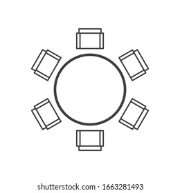 Round table icon. flat illustration of round table vector icon. Round table sign symbol. Simple round table vector in white background.