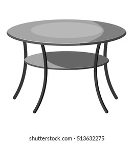 Round table icon. Gray monochrome illustration of tablevector icon for web design