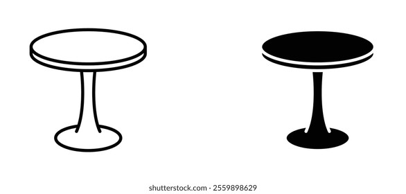 Round table Icon set in black color for ui designs