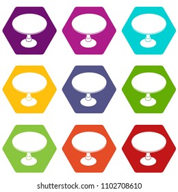 Round table icons 9 set coloful isolated on white for web
