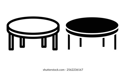 Round table Icons pack in outlined and flat versions