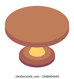 Round table isometric icon, modern interior