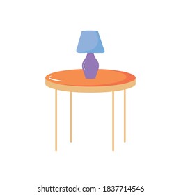 round table with lamp decoration vector illustration