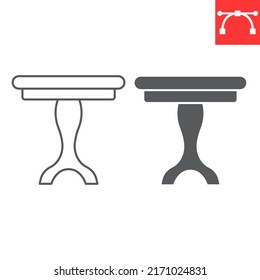 Round table line and glyph icon, furniture and interior, table vector icon, vector graphics, editable stroke outline sign, eps 10.