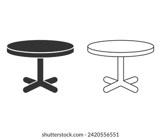 Runder Tisch-Linie-Symbol-Vektorsymbol