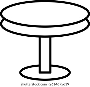 Round Table Line Vector Icon Design