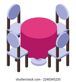 Round table marriage icon isometric vector. Wedding planner. Organizer site