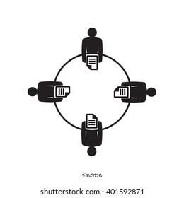 round table meeting, discussion: info graphic design template