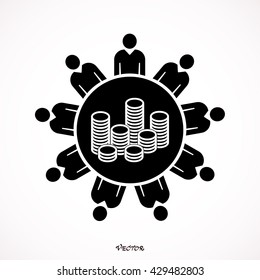 round table meeting, discussion: info graphic design template