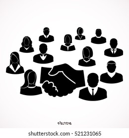 round table meeting, handshake