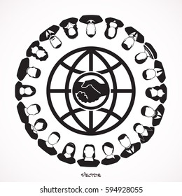 round table meeting, handshake