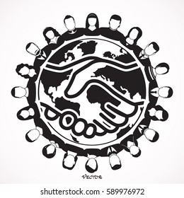 round table meeting, handshake, community, communication