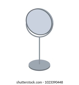 Round table mirror for makeup on white background. Isolated vector illustration.