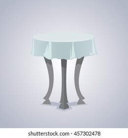 Round table on long legs, vector illustration in cartoon style