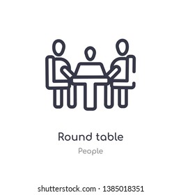 round table outline icon. isolated line vector illustration from people collection. editable thin stroke round table icon on white background
