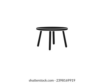Icono de silueta de mesa redonda. signo de silueta para concepto móvil y diseño web. Icono vectorial de tabla de café. Símbolo, ilustración del logotipo. Icono de silueta vectorial aislado en fondo blanco. EPS 10.