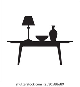 Silueta de mesa redonda aislada sobre fondo blanco. Ilustración vectorial de icono de tabla.