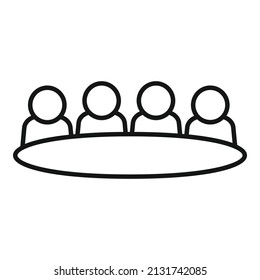 Round table speak icon outline vector. People talk. Office chat