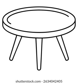 Round table with three legs isolated on transparent background