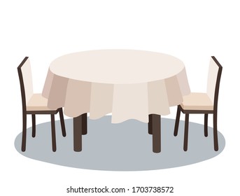 Mesa redonda y dos sillas de fondo blanco
