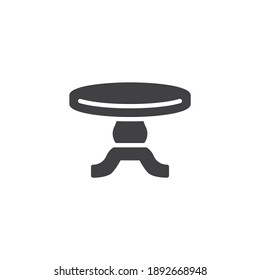 Round Table Vector Icon. Filled Flat Sign For Mobile Concept And Web Design. Furniture Round Table Glyph Icon. Symbol, Logo Illustration. Vector Graphics