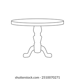 Round table vector line icon in flat. Vector