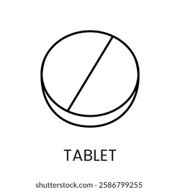 A round tablet icon in vector, symbolizing medicine or a single dose medication, with an editable stroke.