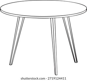 Mesa redonda con muebles de tres patas cónicas