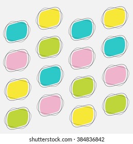 Round  tag label set. Line icon. White background. Isolated. Pattern. Flat design style. Template Vector illustration
