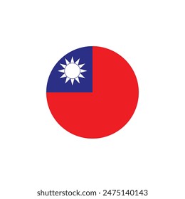 Round Taiwan flag emblem design element