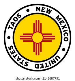Round Taos New Mexico United States Flag Clipart