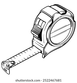 Round tape measure for different measurements. Vector illustration of tape measure on white background.