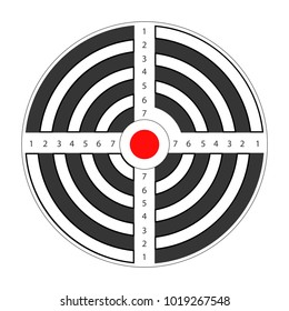 Round target with red spot in middle for shooting gallery