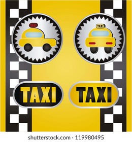 Round taxi icons with yellow background vector illustration