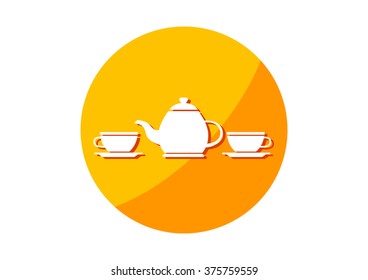 Round tea icon on white background 