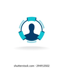 Round tech border frame template for portrait or letter logo