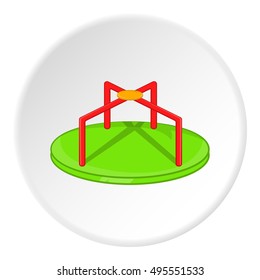 Round teeter icon in cartoon style isolated on white circle background. Entertainment for children symbol vector illustration 