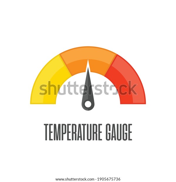 Round temperature\
gauge, isolated on white background. Colored measuring semicircle\
scale in flat style. Template of circle barometer or indicator.\
Vector illustration EPS\
10.