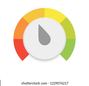 Rundtemperatur-Runde-Geschwindigkeitsmesser mit langsamem und schnellem Download. Vektorillustration Illustration.Farbige Halbkreisskala im flachen Stil