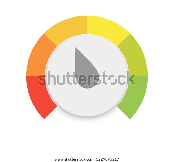 round temperature Round Speedometers  with slow and\
fast speed download. Vector illustration.Colored measuring\
semicircle scale in flat\
style
