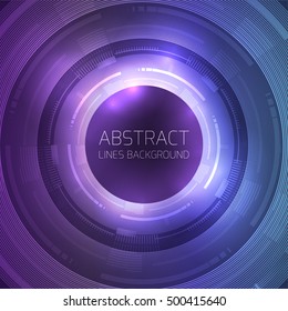Round template with abstract technology background and place for text. Vector element for presentations, postcards, and your design